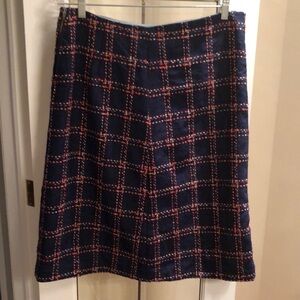 Navy and Red Plaid A-Line Skirt